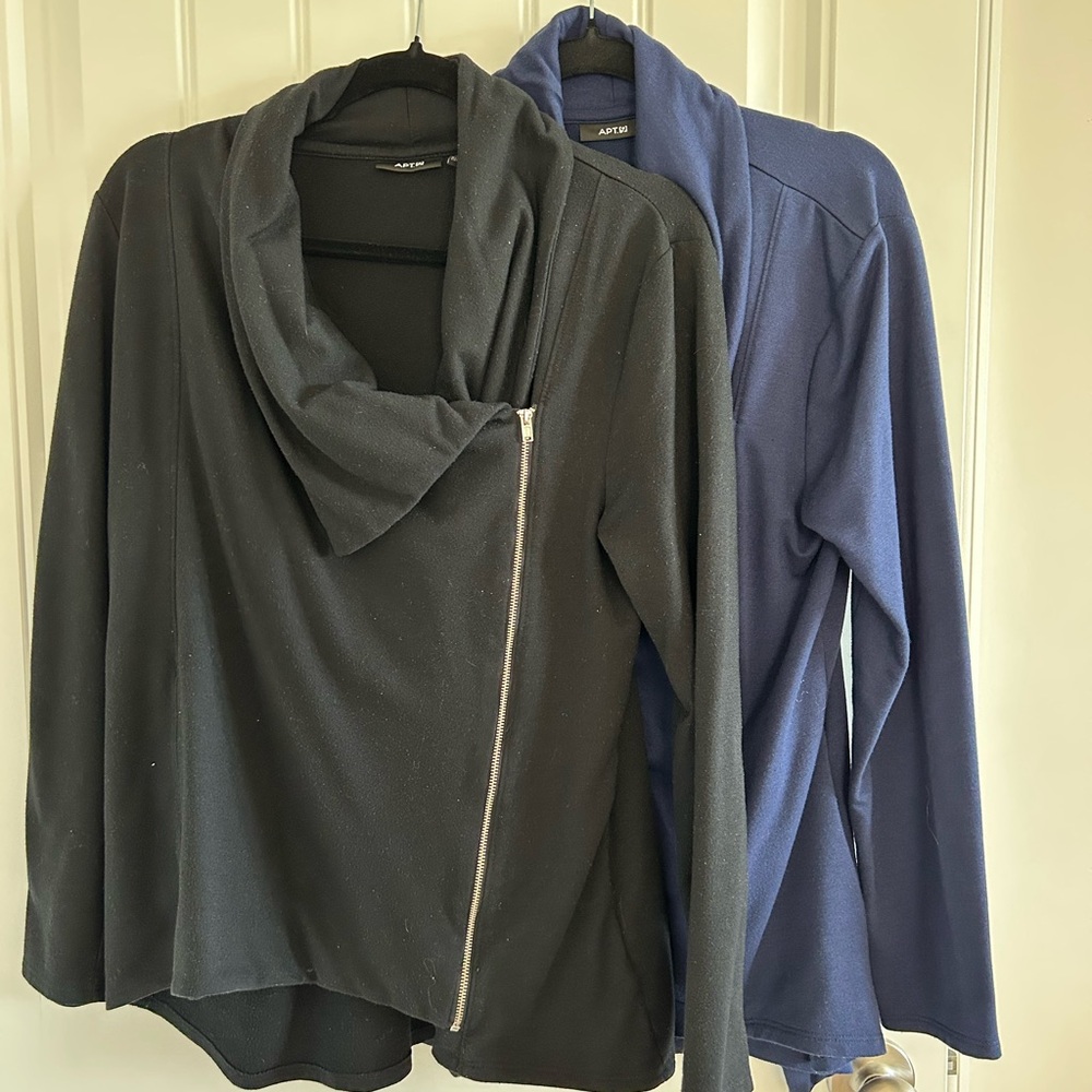 Set of Apt. 9 Women's Black and Navy Cowl Fold Shirts (2 for 1)